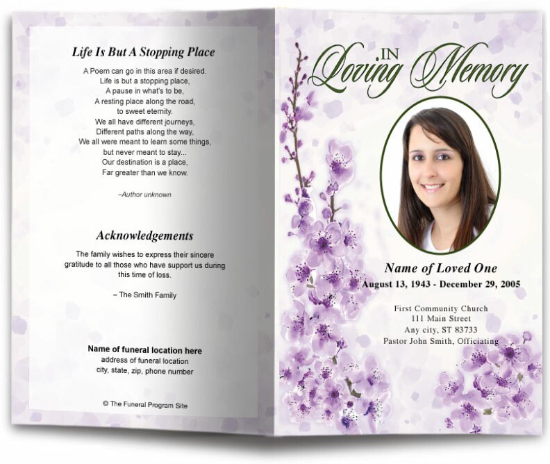 Spring Funeral Program Template.