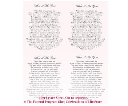 Carly Small Memorial Card Template.