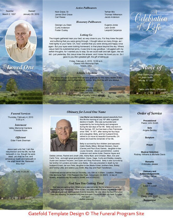 Outdoor Gatefold Funeral Program Template Funeral ProgramSite
