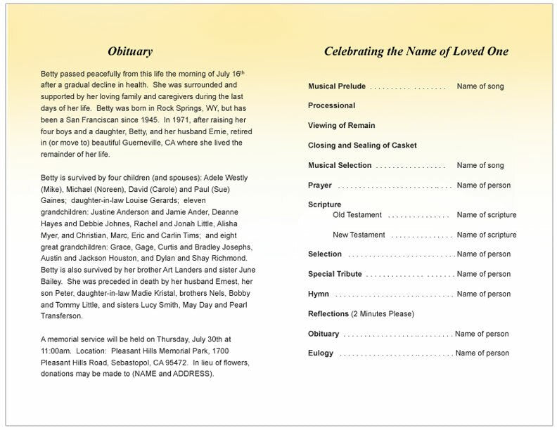 Playful Funeral Program Template.