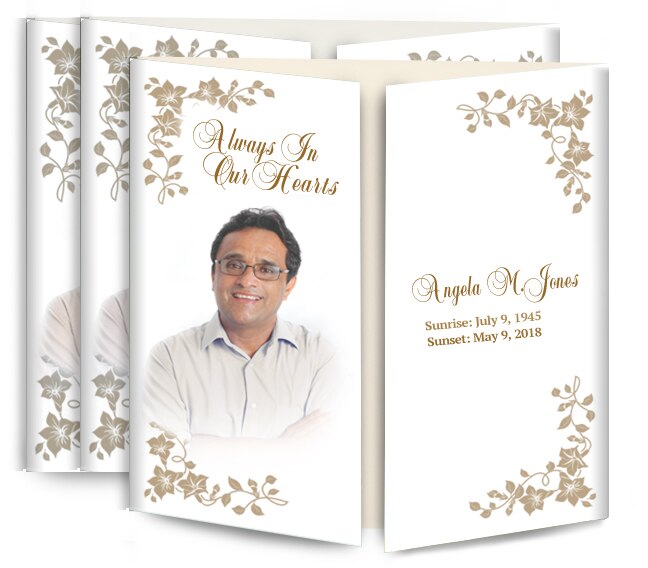Floral Corners Gatefold Funeral Program Design & Print (Pack of 50).