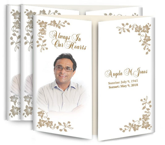 Floral Corners Gatefold Funeral Program Design & Print (Pack of 50).