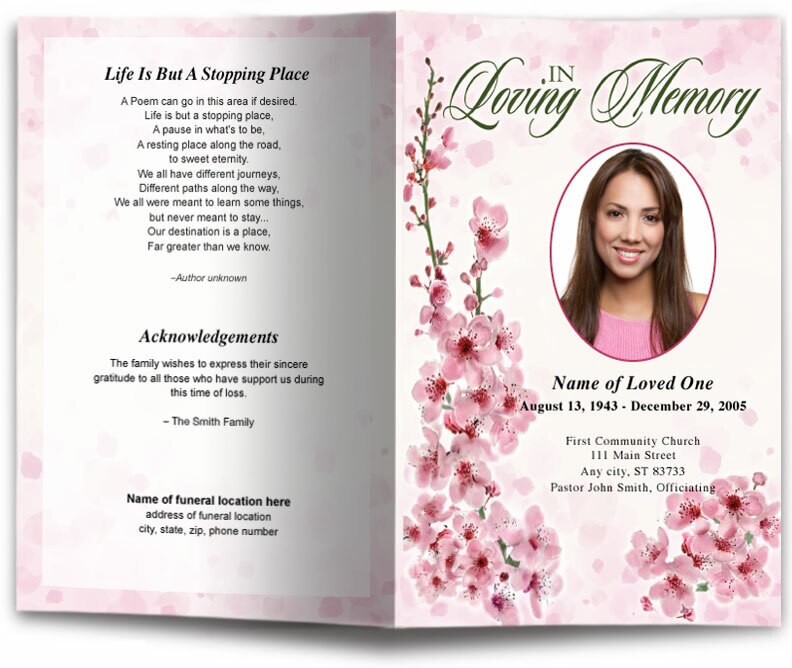 Spring Funeral Program Template.