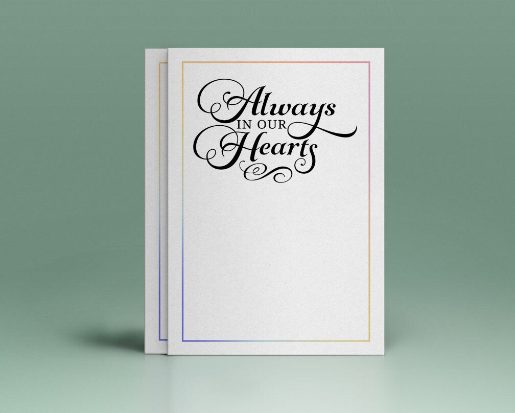 Always In Our Hearts Funeral Program Title.