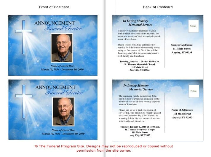 Heaven Funeral Announcement Template.