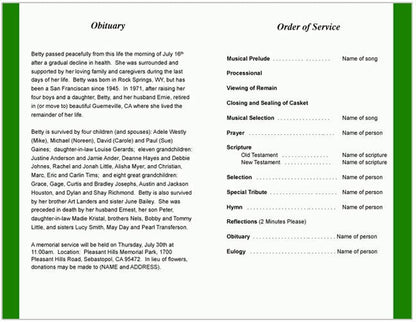 Jamaica Funeral Program Template.