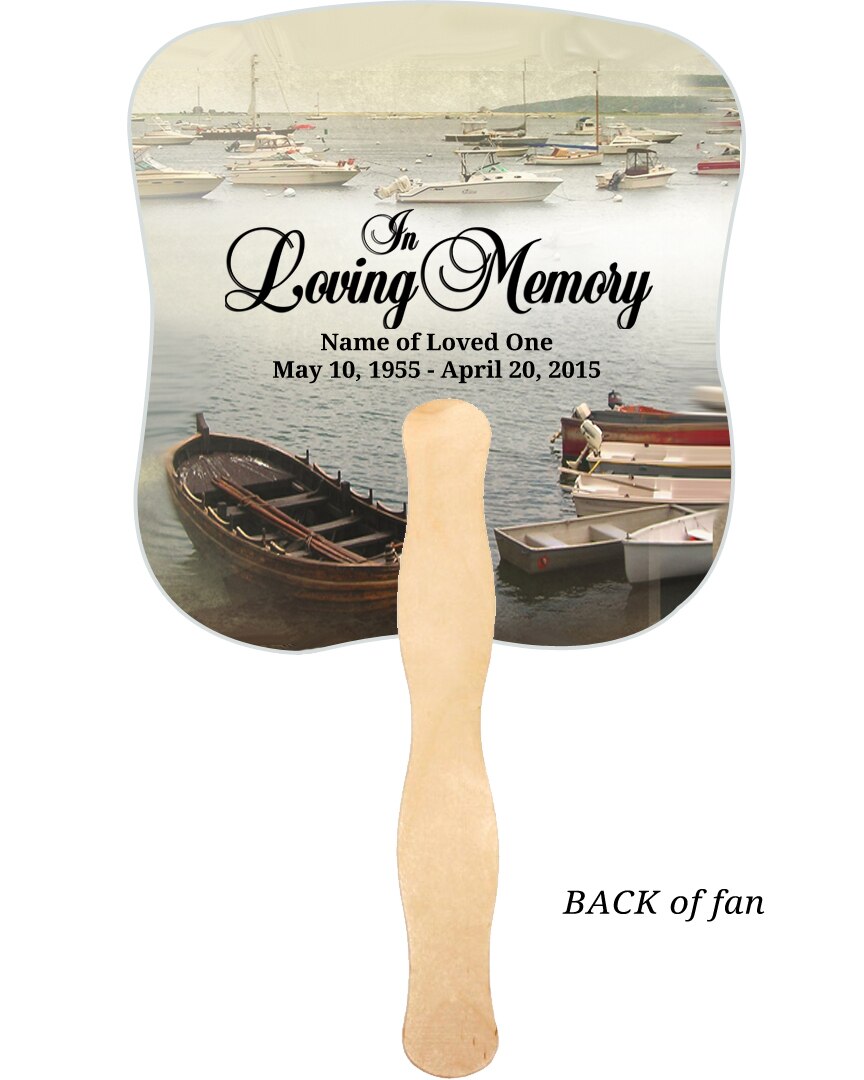 Fishing Cardstock Memorial Fan With Wooden Handle (Pack of 10).