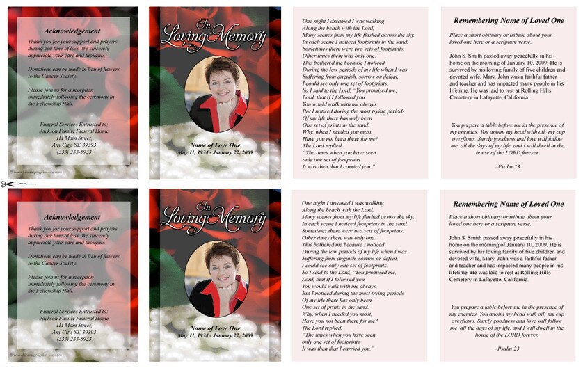 Elegance Small Memorial Card Template.