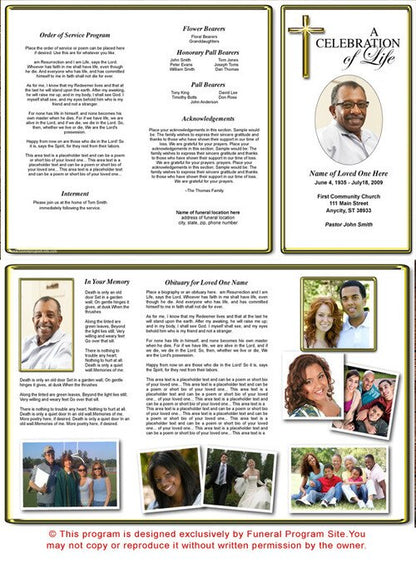 Embassy TriFold Funeral Brochure Template.