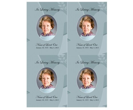 Dove Small Memorial Card Template.
