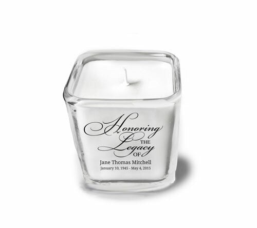 Honoring Legacy Glass Cube Memorial Candle.