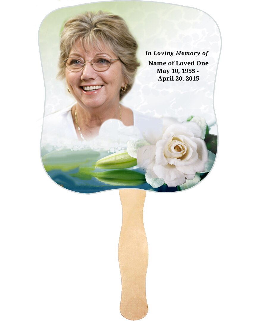 Divine Cardstock Memorial Fan With Wooden Handle (Pack of 10).