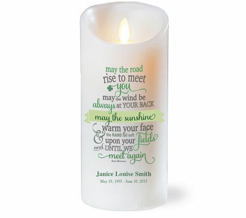 Irish Blessing Dancing Wick LED Memorial Candle.