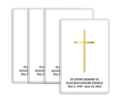 Metallic Cross Funeral Prayer Card  Design & Print (Pack of 50).