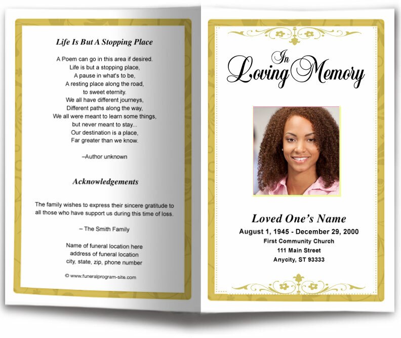 Fuschia Funeral Program Template.