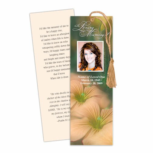 Floral Memorial Bookmark Template.