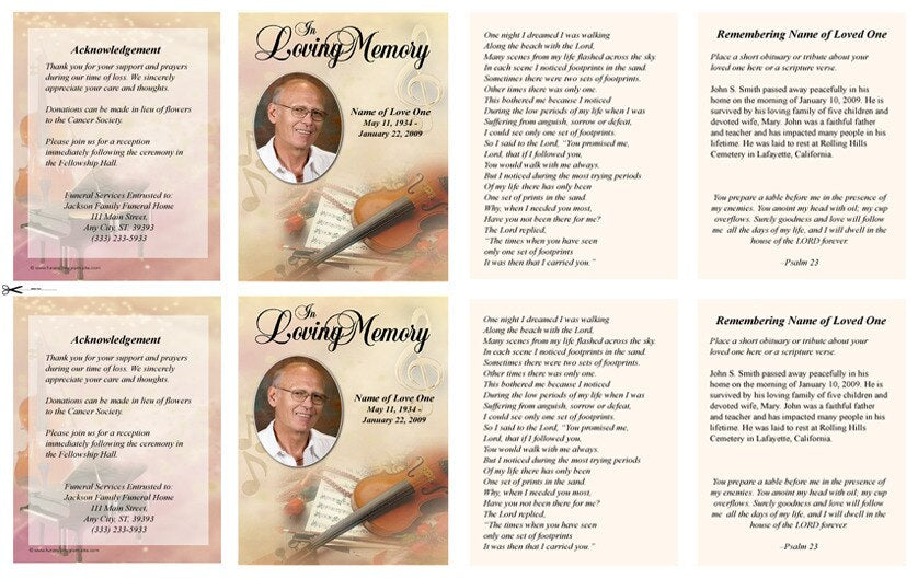 Harmony Small Memorial Card Template.