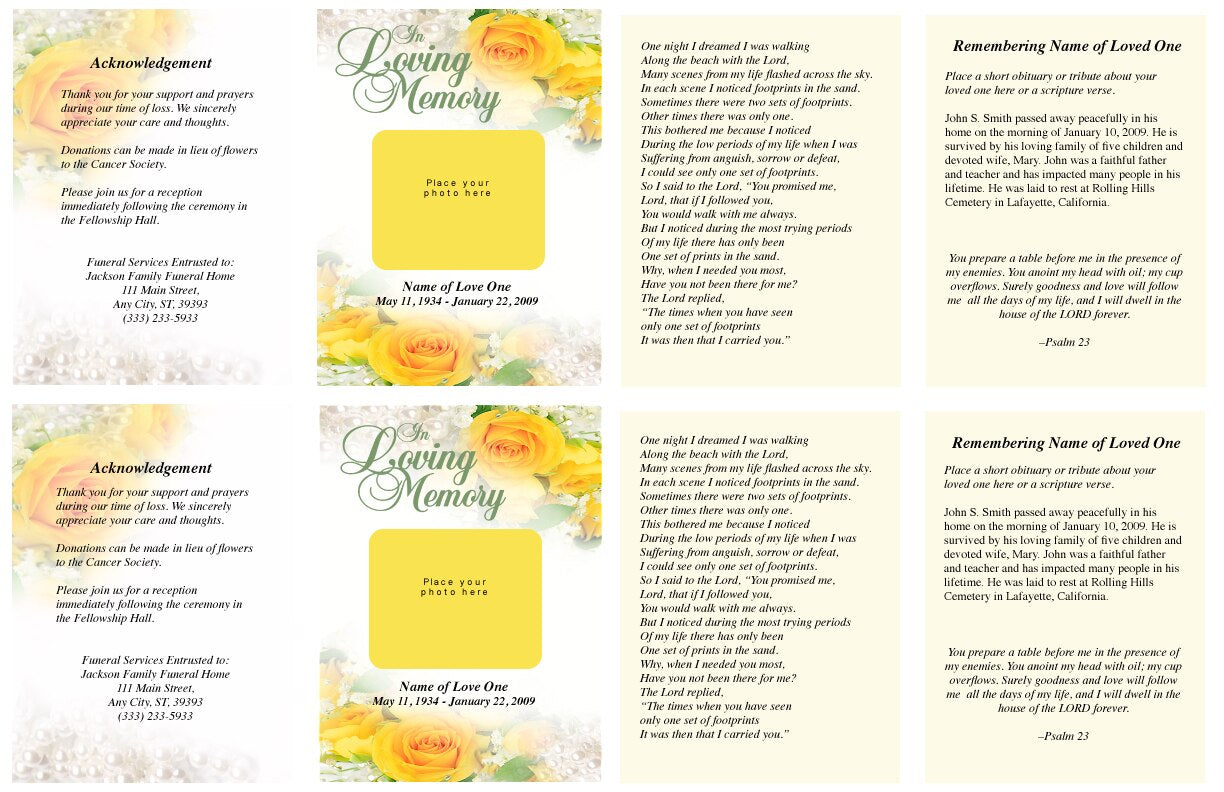 Joyful Small Memorial Card Template.