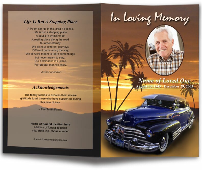 Classic Car Funeral Program Template.