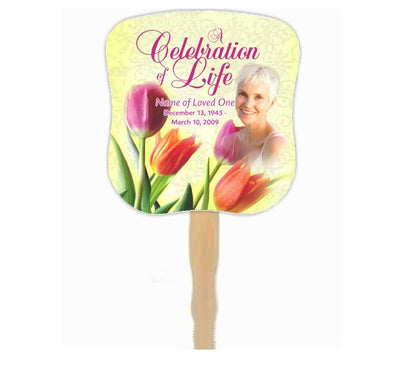 Sunny Cardstock Memorial Fan With Wooden Handle (Pack of 10).