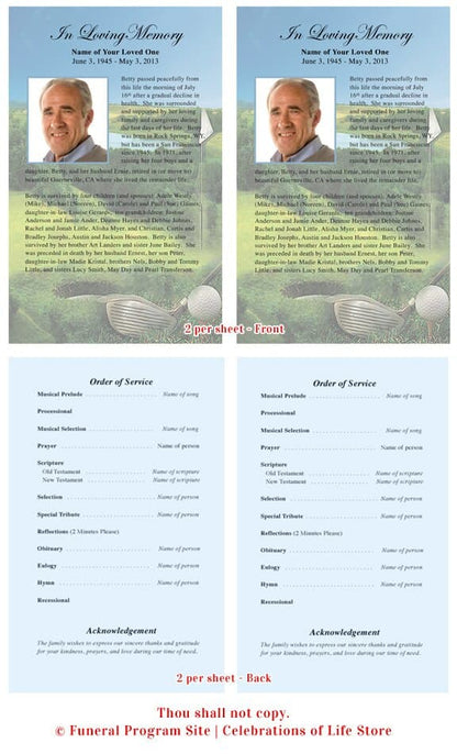 Golfer Funeral Flyer Template.