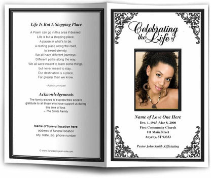 Tribute Funeral Program Template.