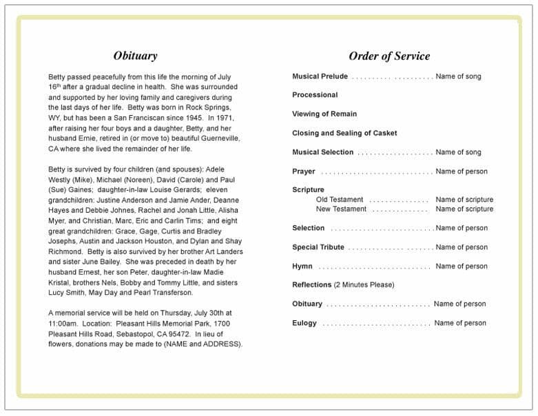 Windsor Funeral Program Template.