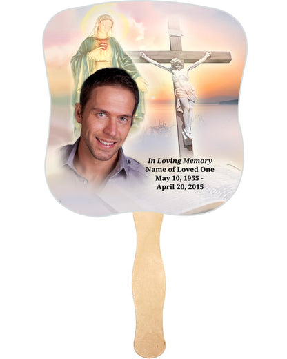 Vision Cardstock Memorial Fan With Wooden Handle (Pack of 10).