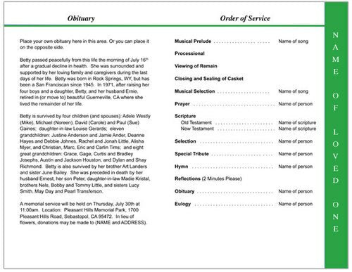 Ambrosia Letter 4-Sided Graduated Funeral Program Template.