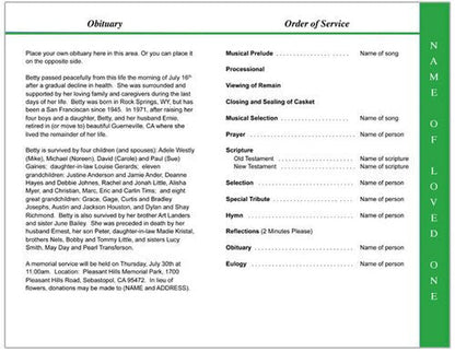 Ambrosia Letter 4-Sided Graduated Funeral Program Template.