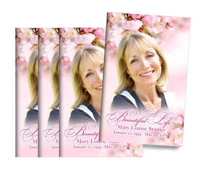 Soft Florals Bifold Funeral Program Design & Print (Pack of 50).