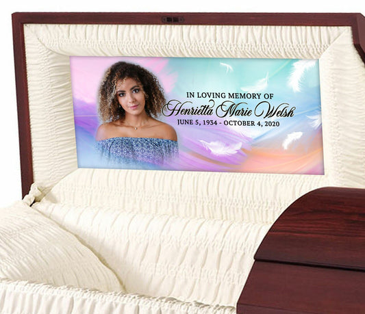 Custom Casket Panel Insert - Feather Design.