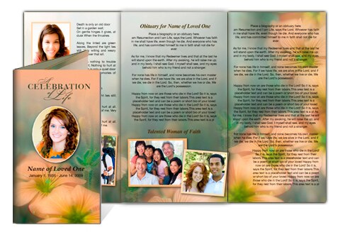 Floral TriFold Funeral Brochure Template.