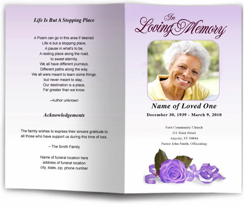 Memory Funeral Program Template.