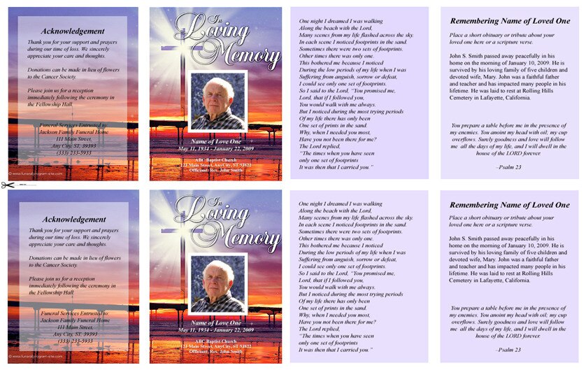 Glorify Small Memorial Card Template.