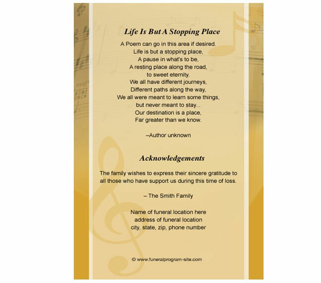 Guitar 4-Sided Graduated Funeral Program Template.