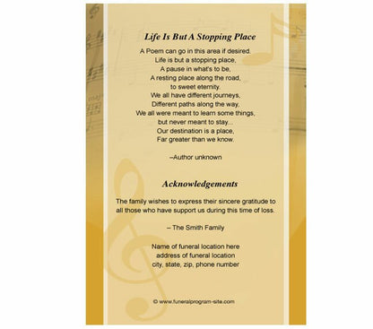 Guitar 4-Sided Graduated Funeral Program Template.