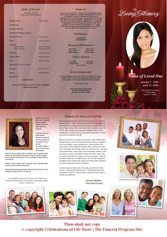 Candlelight Trifold Funeral Brochure Template.