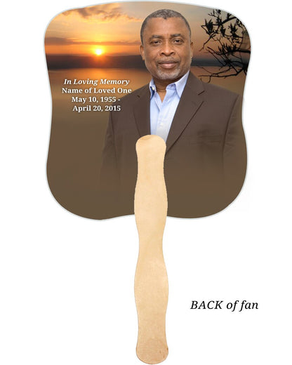 Kenya Cardstock Memorial Fan With Wooden Handle (Pack of 10).