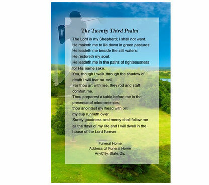 Golfer Small Memorial Card Template.