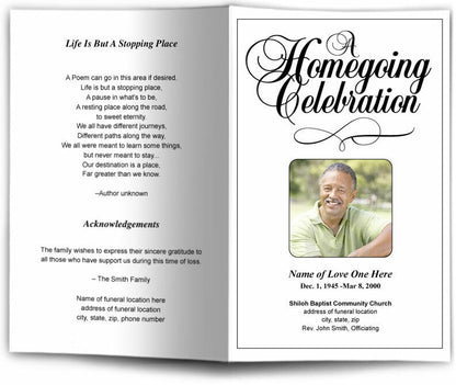 A HomeGoing Celebration Funeral Program Template.