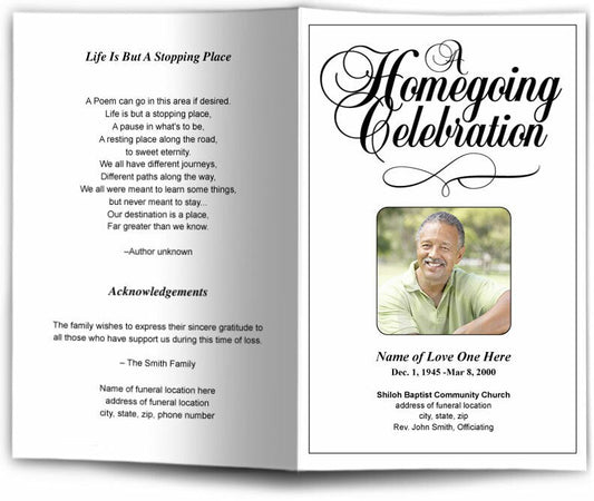 A HomeGoing Celebration Funeral Program Template.
