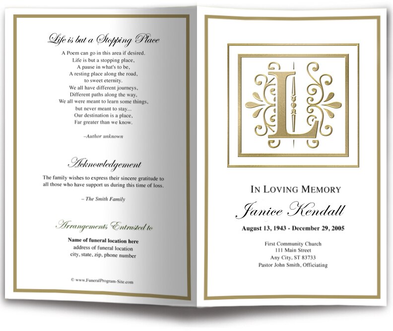 Monogram Gold L Program Template.