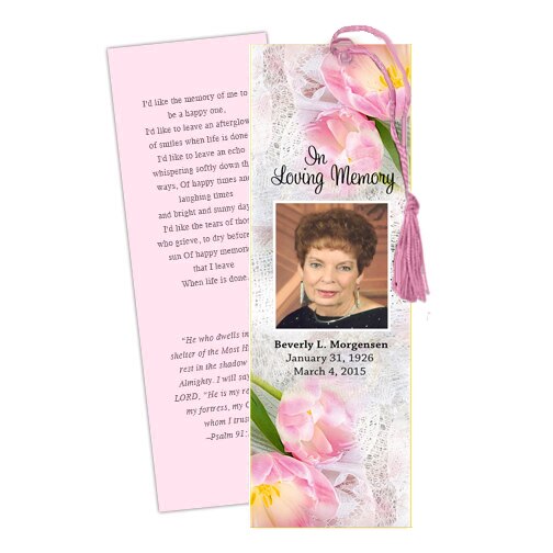 Pearls Memorial Bookmark Template.