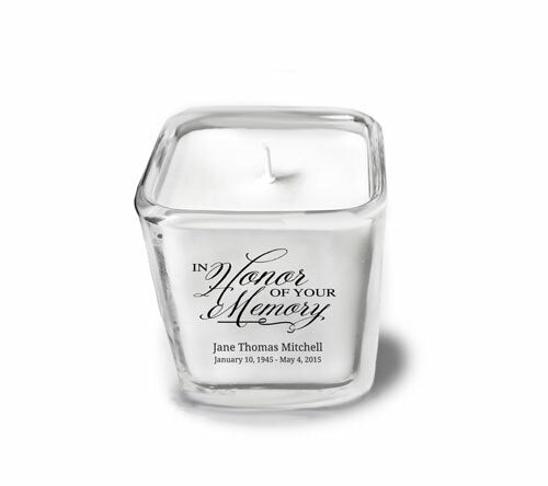 In Honor Of Your Memory Glass Cube Memorial Candle.
