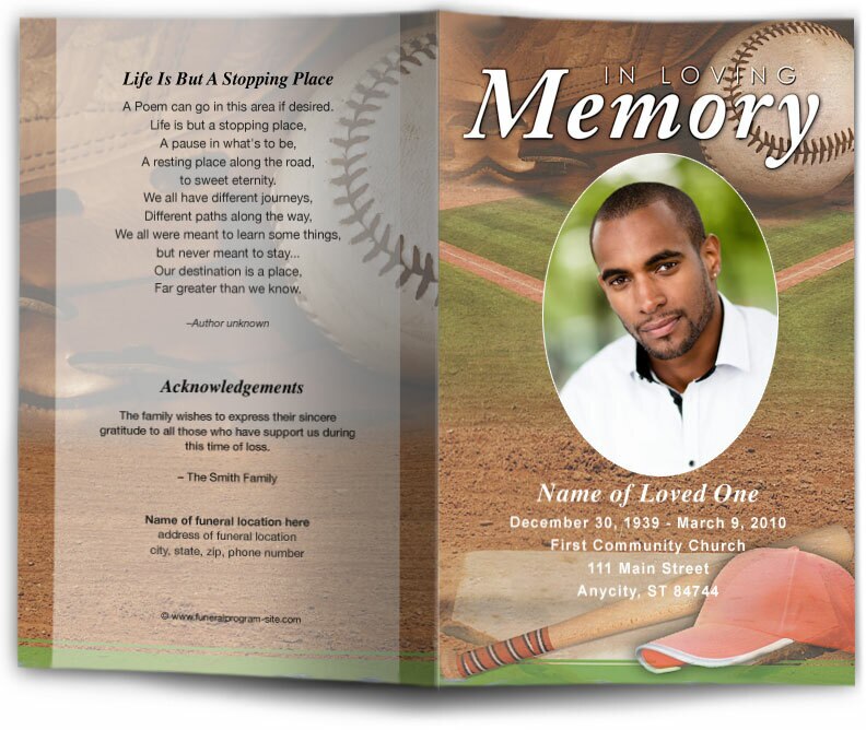 Baseball Funeral Program Template.