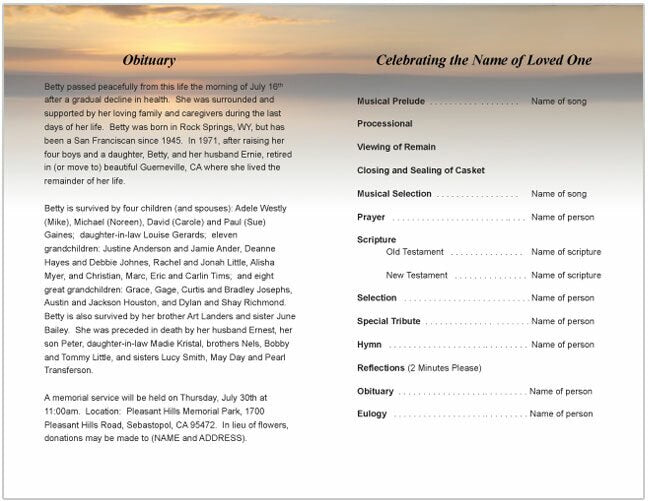Kenya Funeral Program Template.