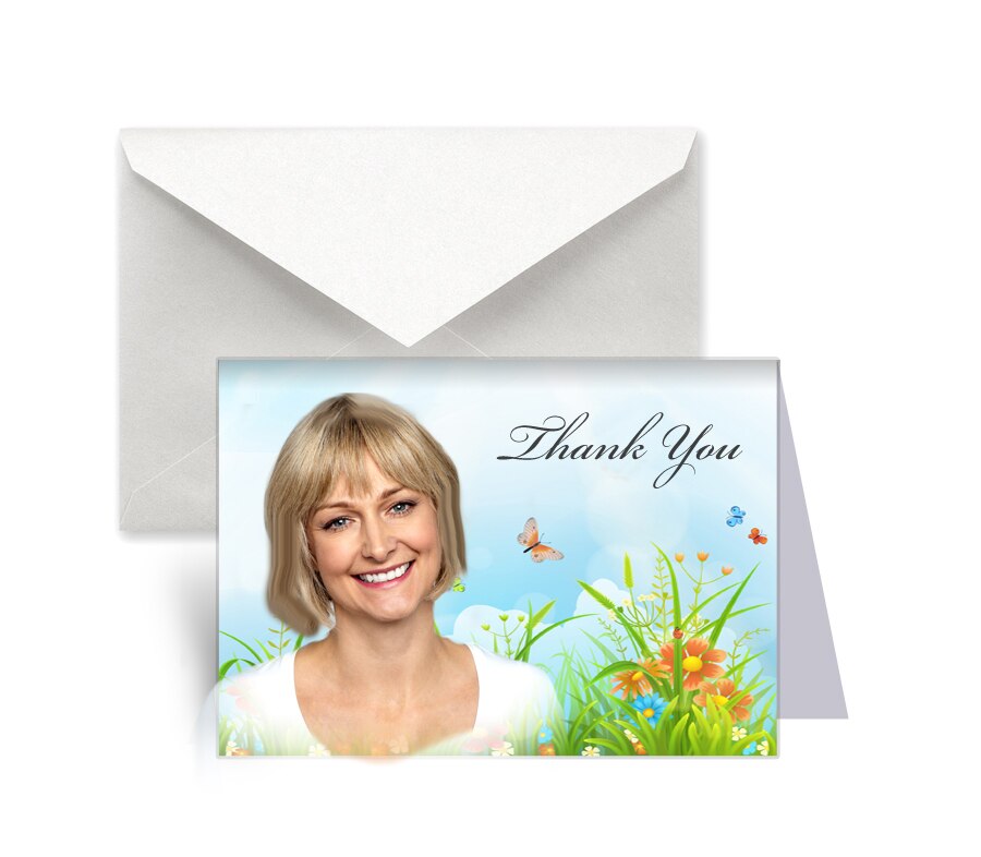 Springtime Funeral Thank You Card Design & Print (Pack of 50).