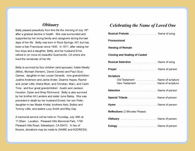 Wheat Funeral Program Template.