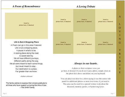 Embassy 8-Sided Graduated Funeral Program Template.